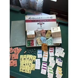 Parker Brothers Monopoly Board Game Early 1960s Red Stripe Edition Complete